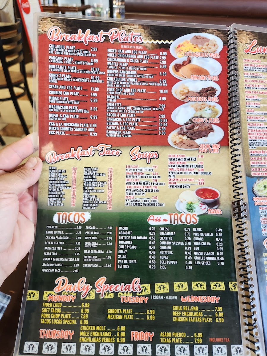 Claudia's Restaurant #2 Menu - Image 1